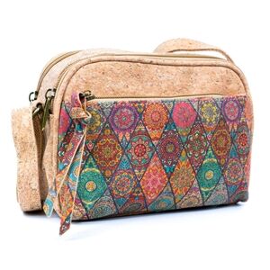Women's Natural Cork Patchwork Crossbody Bag